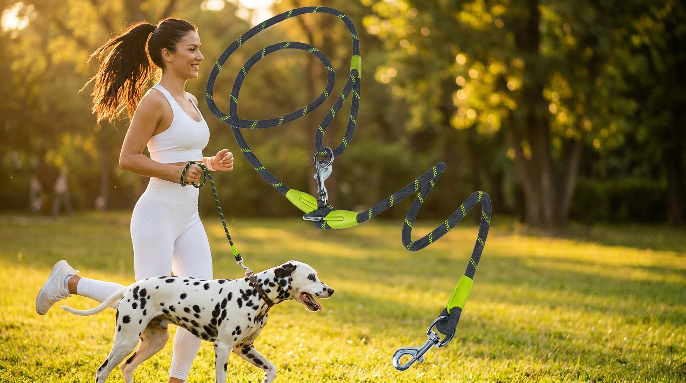 RunPaw Pro™ – Cintura Jogging Hands-Free con Guinzaglio Bungee per Cani | Mani Libere | Strisce Riflettenti