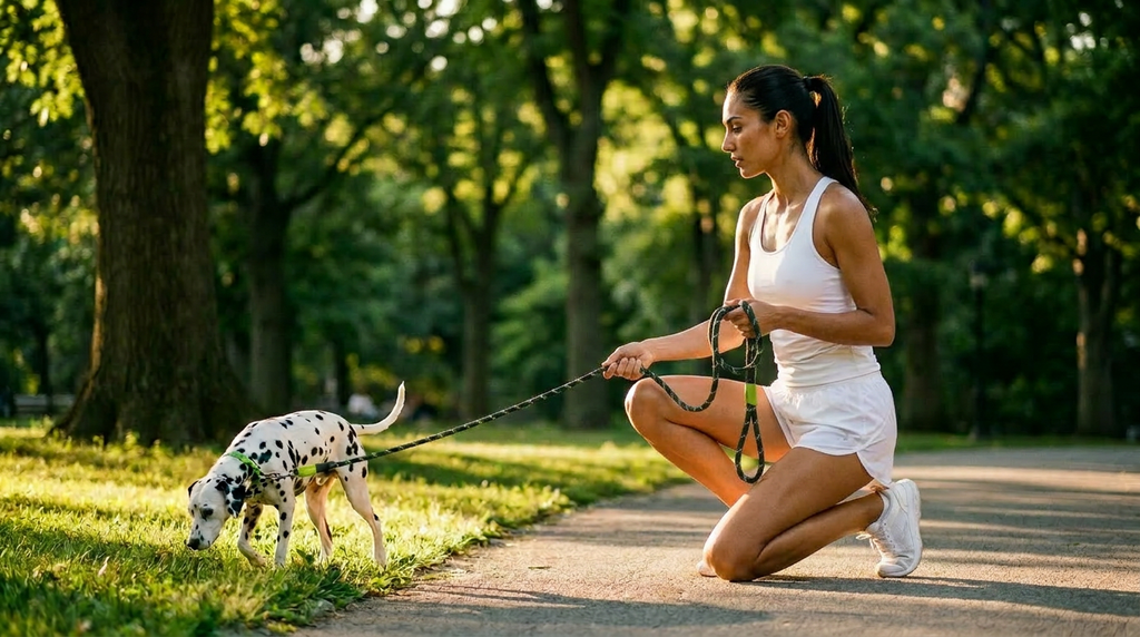 RunPaw Pro™ – Cintura Jogging Hands-Free con Guinzaglio Bungee per Cani | Mani Libere | Strisce Riflettenti